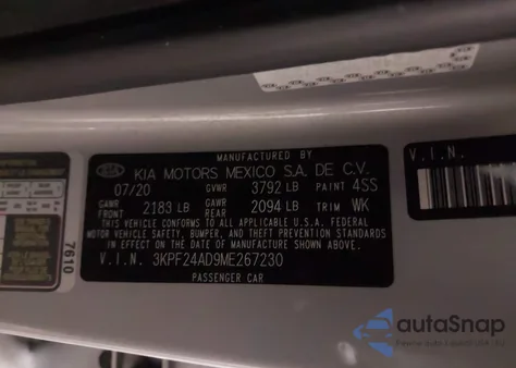 2021 Kia Forte Lxs from USA, damaged, VIN 3KPF24AD9ME267230